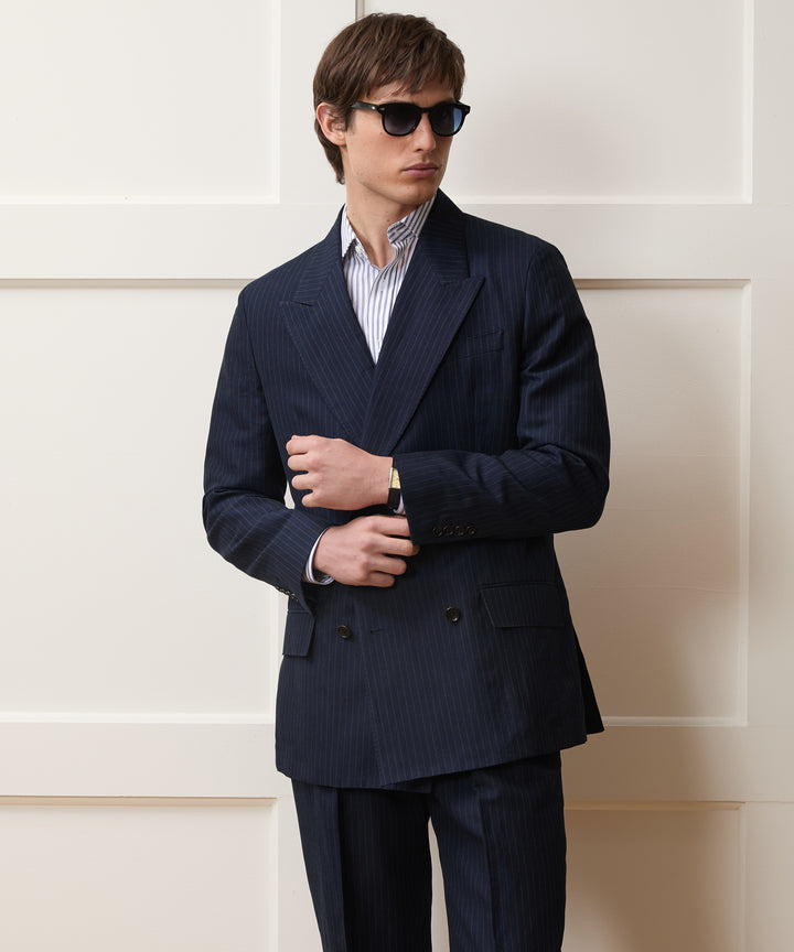 Italian Linen-Cotton Pinstripe Wythe Suit