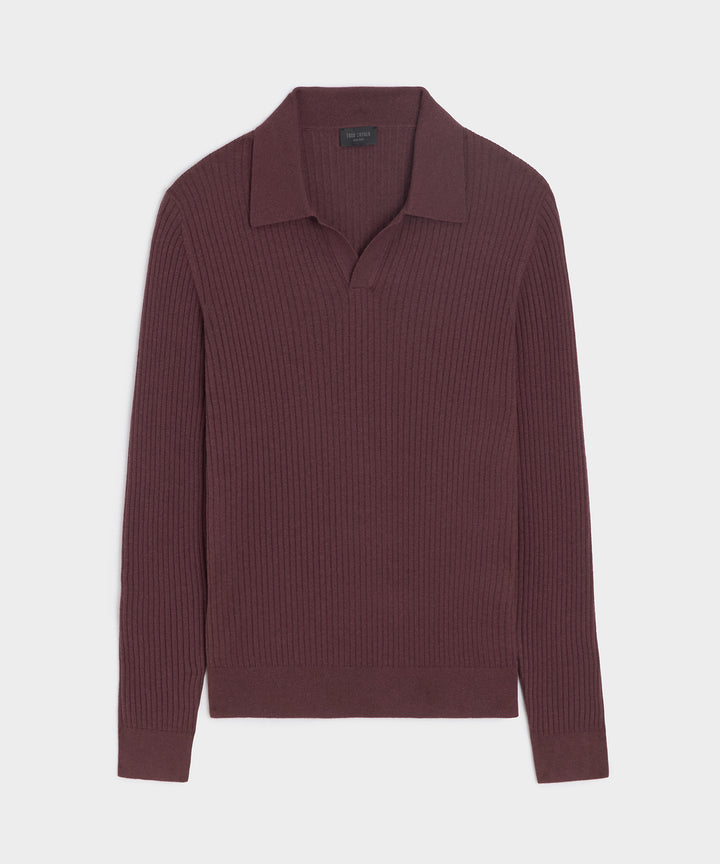 Silk-Cashmere Ribbed Montauk Sweater Polo