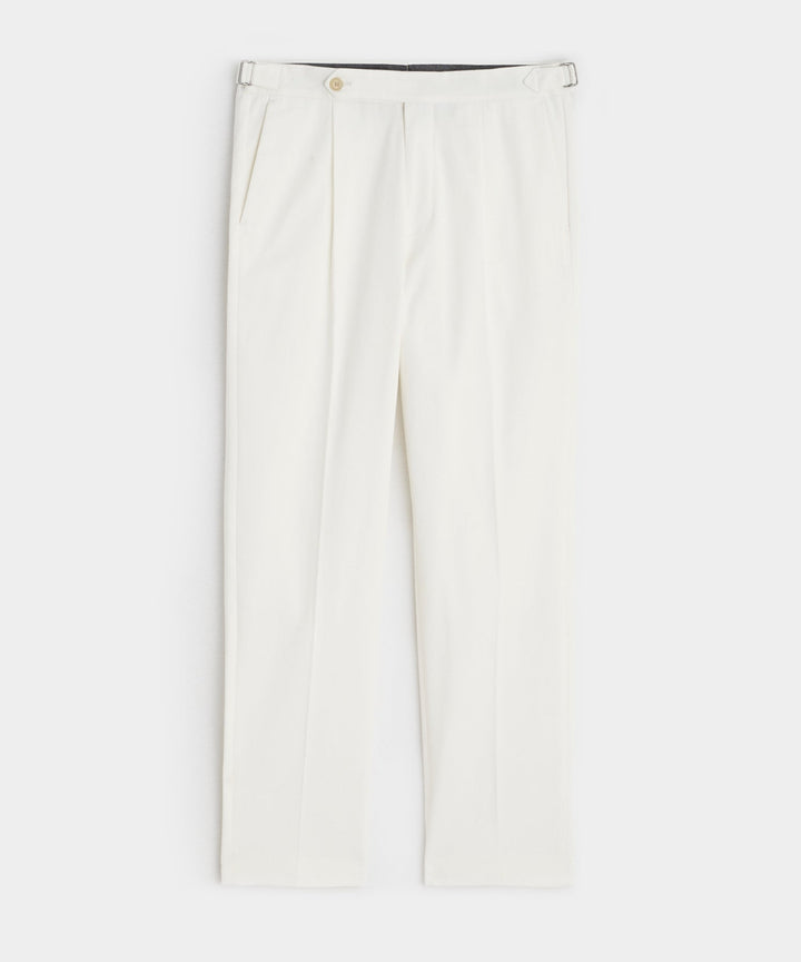 Lightweight Cotton Side Tab Trouser in White
