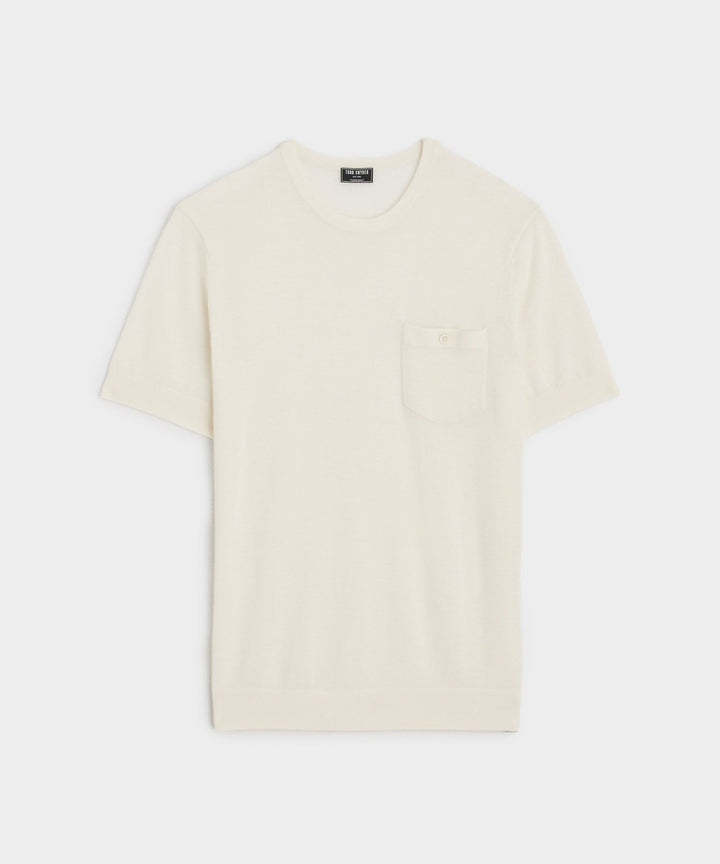 Premium Cashmere Pocket Tee in Bisque