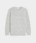 Inis Meáin Aran Cable Crewneck in Grey Fleck