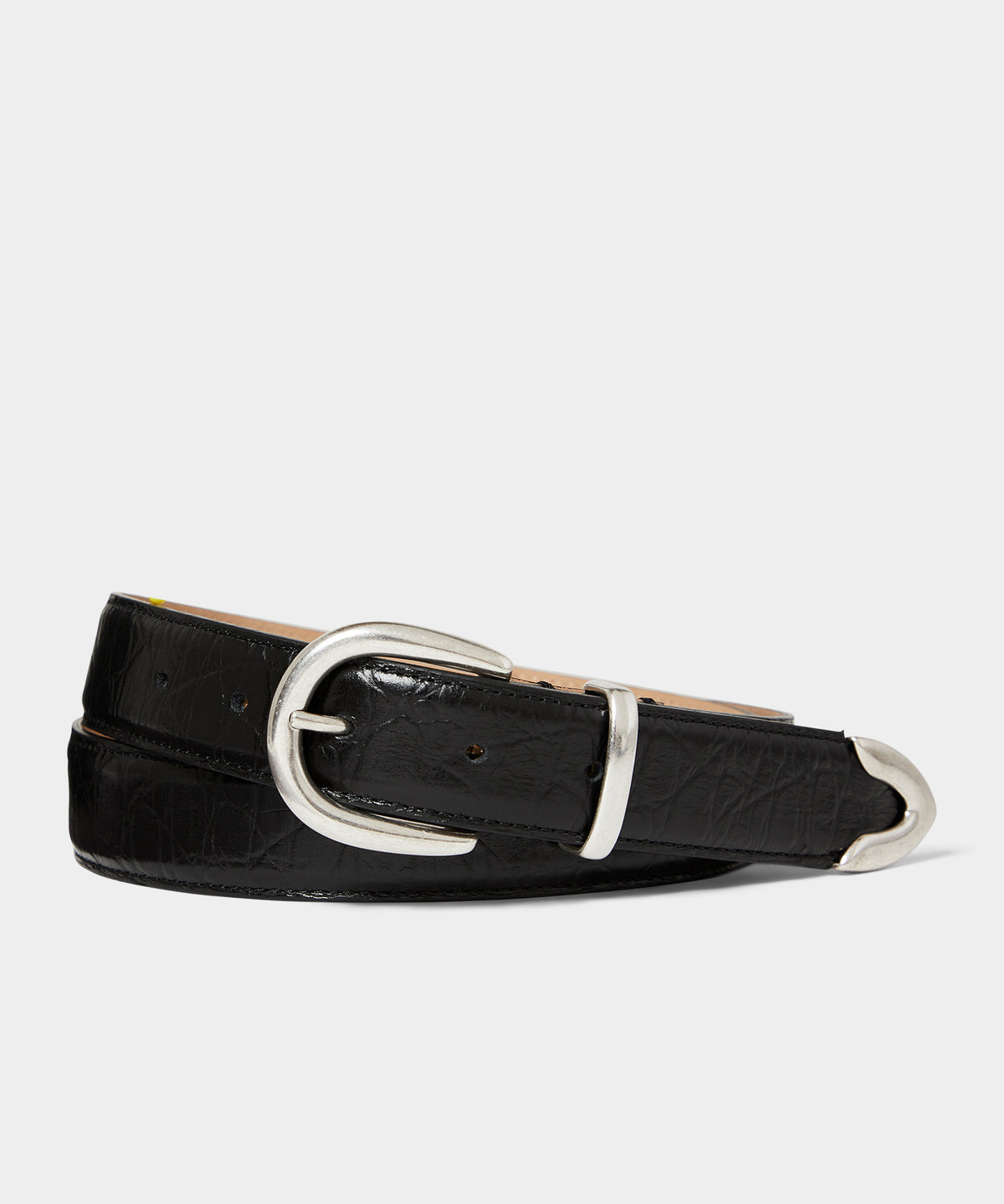 Italian Crocodile Embossed Leather Belt