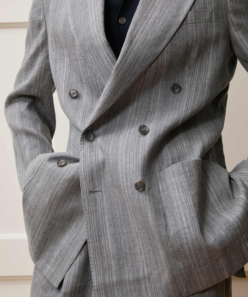 Italian Multi-Stripe Linen Wythe Jacket