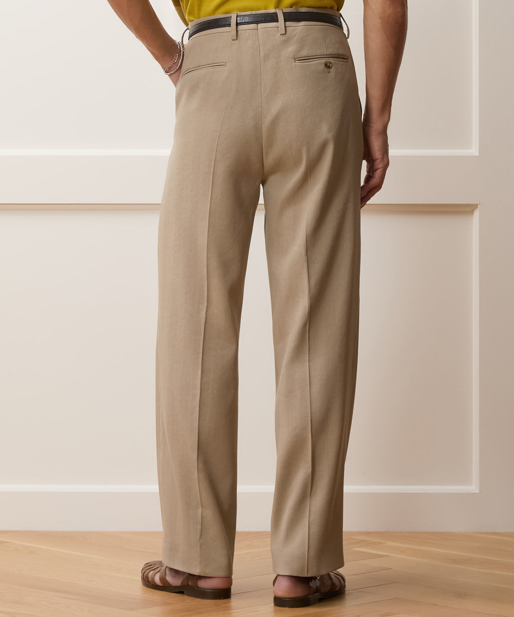 Italian Linen-Silk Herringbone Wythe Trouser