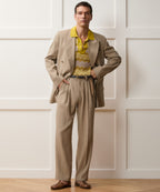 Italian Linen-Silk Herringbone Wythe Trouser