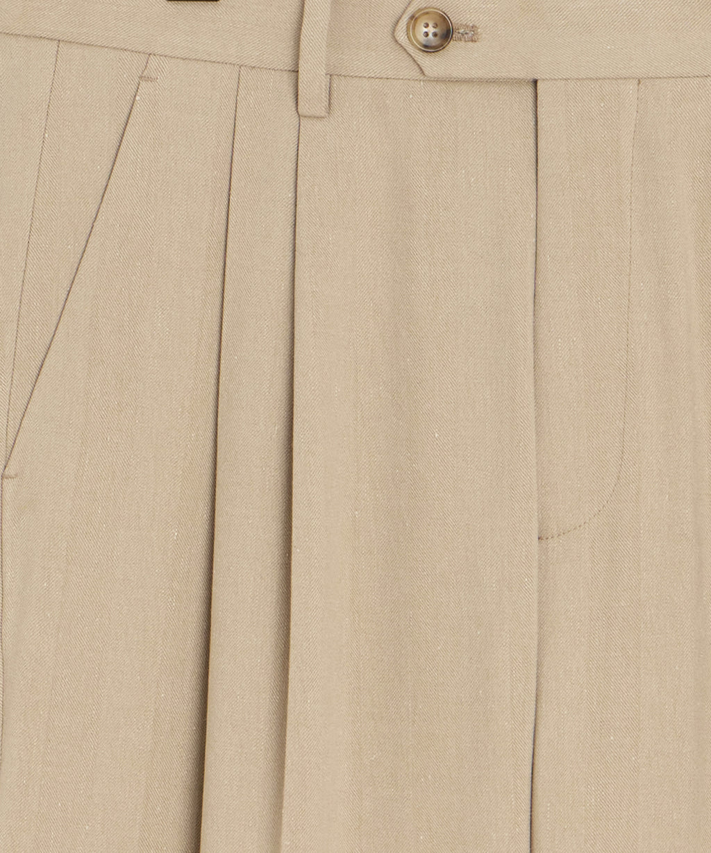 Italian Linen-Silk Herringbone Wythe Trouser