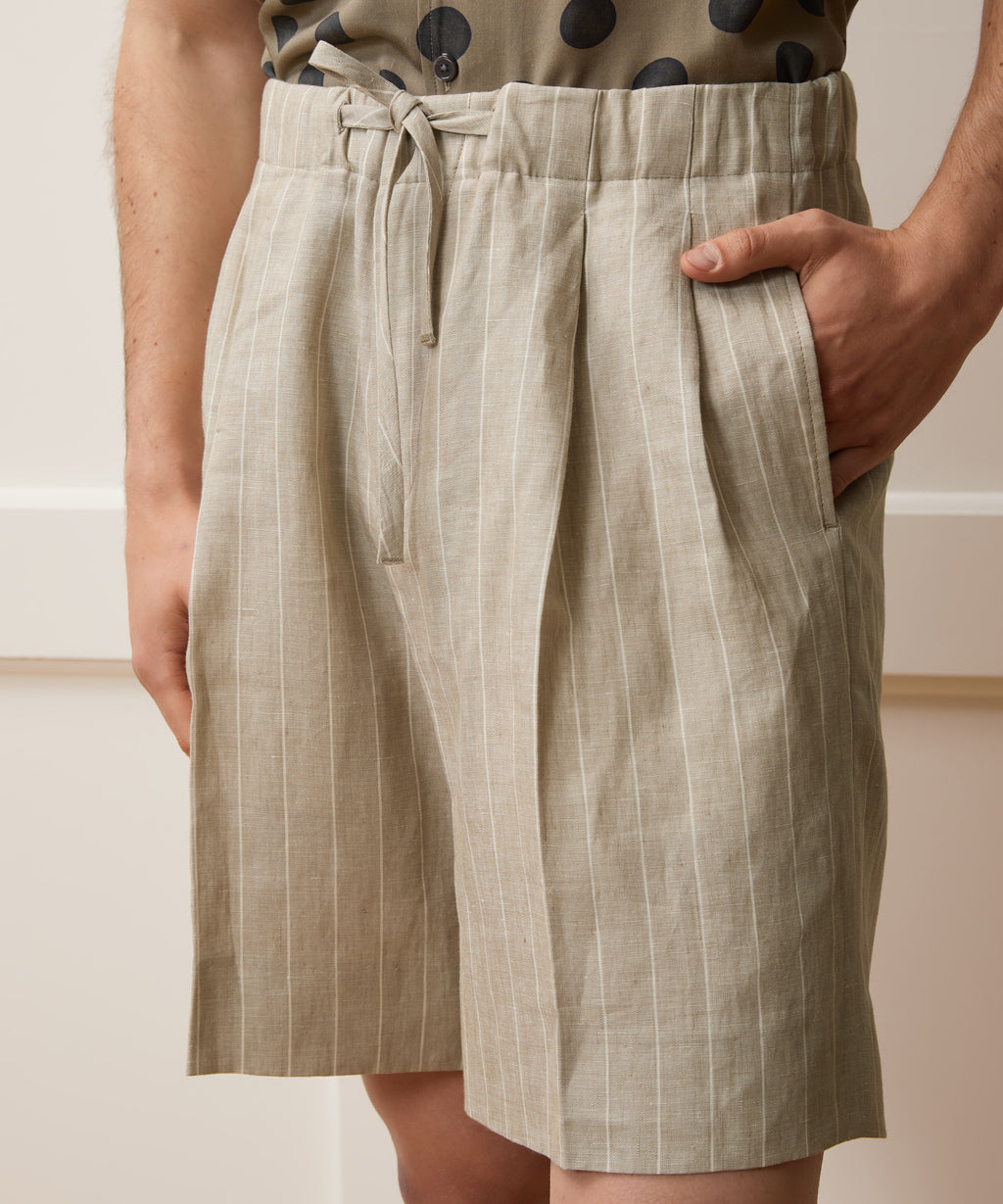 Italian Linen Pinstripe Leisure Short