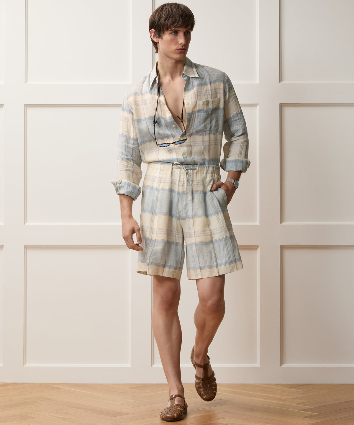 Italian Linen Plaid Leisure Short