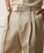 Italian Cotton-Linen Self-Belt Trouser