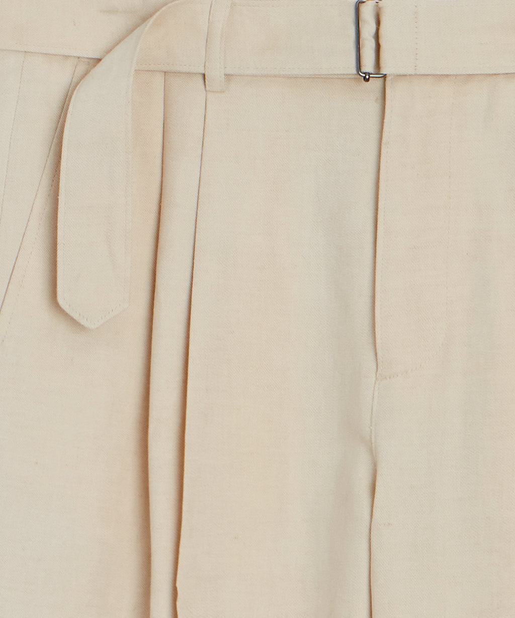 Italian Cotton-Linen Self-Belt Trouser
