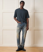 High-Rise Slim Fit Jean in Worn Dark Indigo