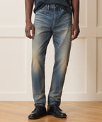 High-Rise Slim Fit Jean in Worn Dark Indigo