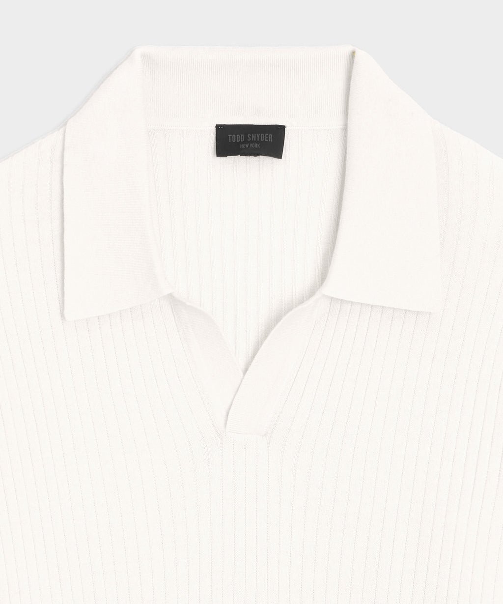 Silk-Cashmere Ribbed Montauk Sweater Polo
