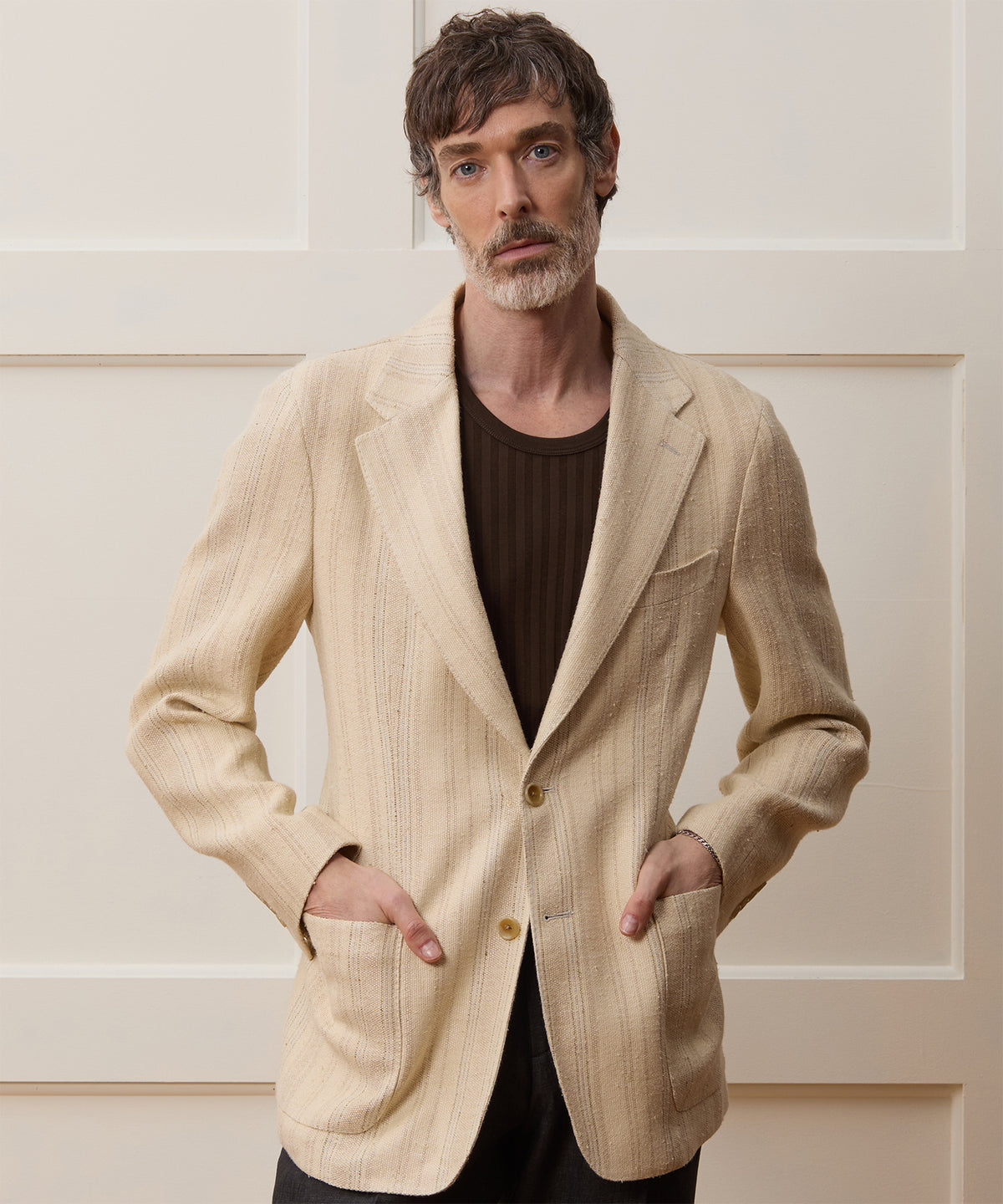Italian Linen Silk Double Stripe Sport Coat