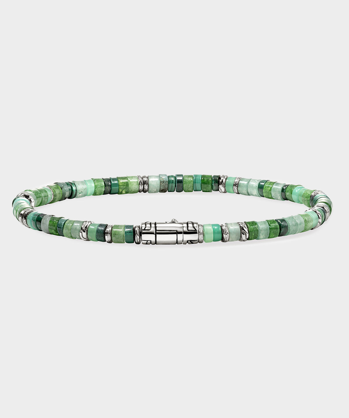 John Hardy Green Emerald Sterling Silver Heishi Bracelet