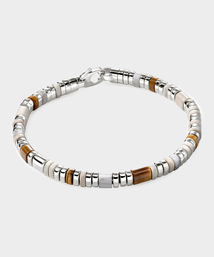 John Hardy Sterling Silver Tiger Eye Howlite & L Bracelet