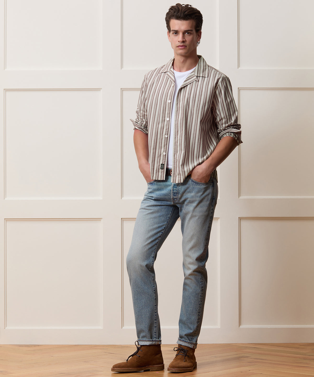 Brushed Poplin Camp Collar Shirt