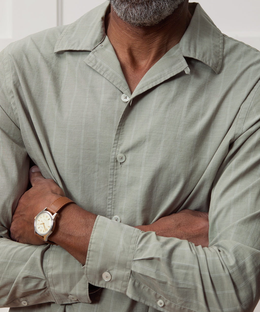 Brushed Poplin Camp Collar Shirt