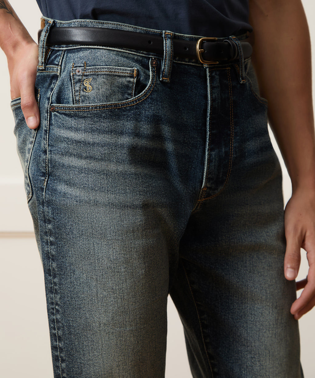 High-Rise Slim Stretch Jean in Vintage Knee