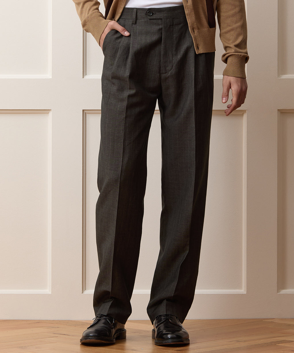 Italian Wool-Linen Pinstripe Wythe Trouser