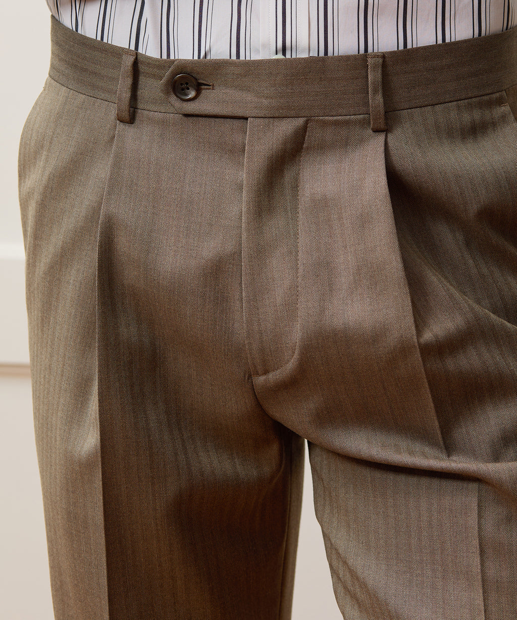 Italian Wool Herringbone Madison Trouser