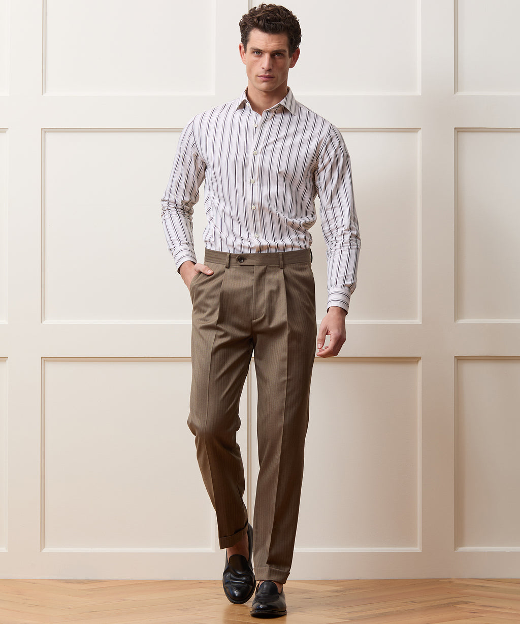 Italian Wool Herringbone Madison Trouser