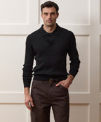 Ribbed Cotton-Cashmere Sweater Polo