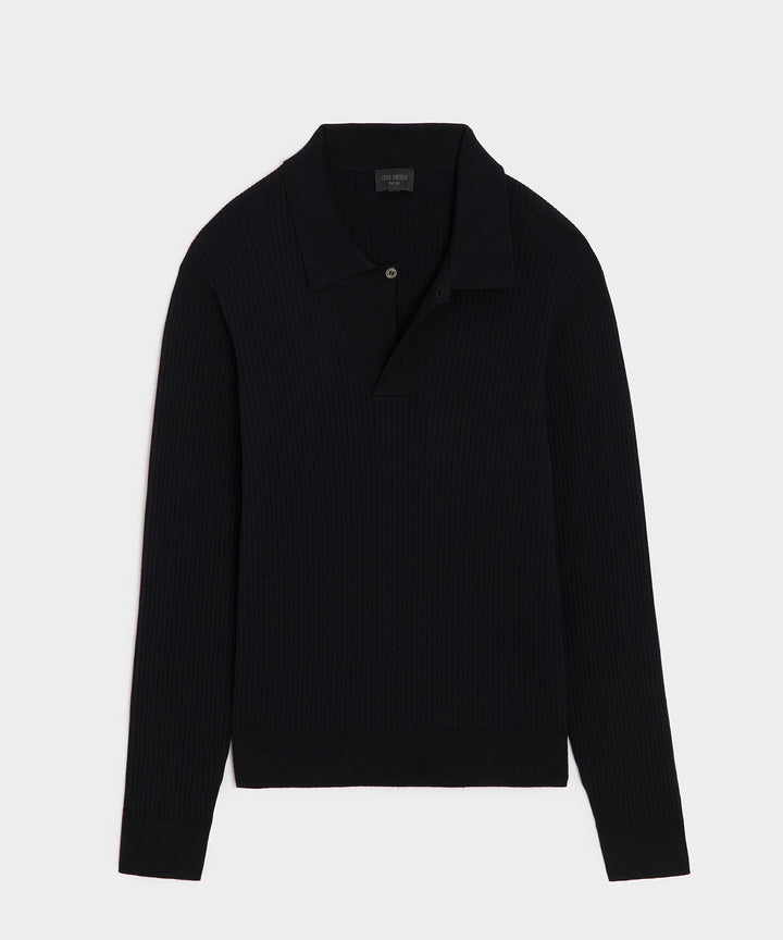 Ribbed Cotton-Cashmere Sweater Polo