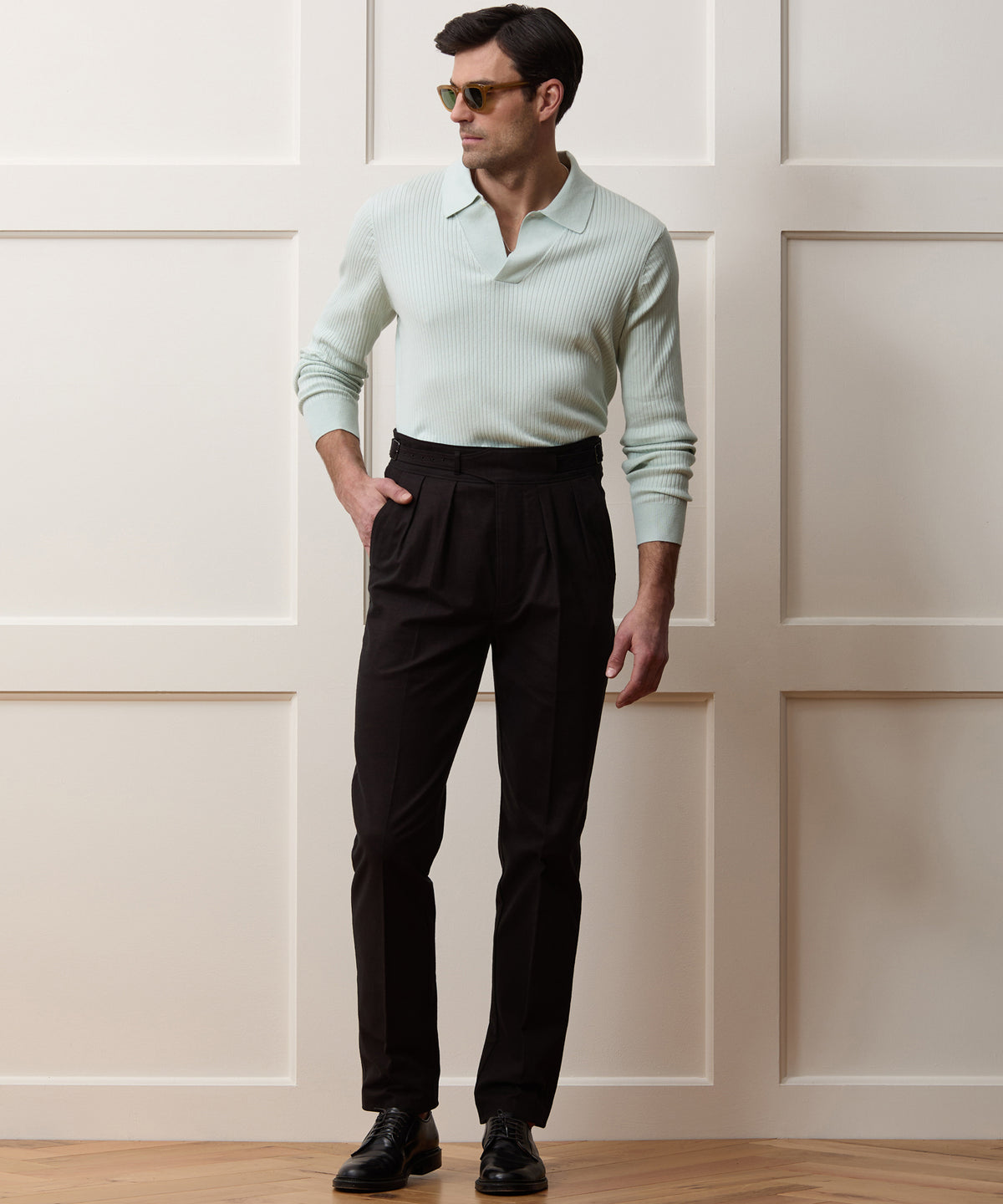 Ribbed Cotton-Cashmere Sweater Polo