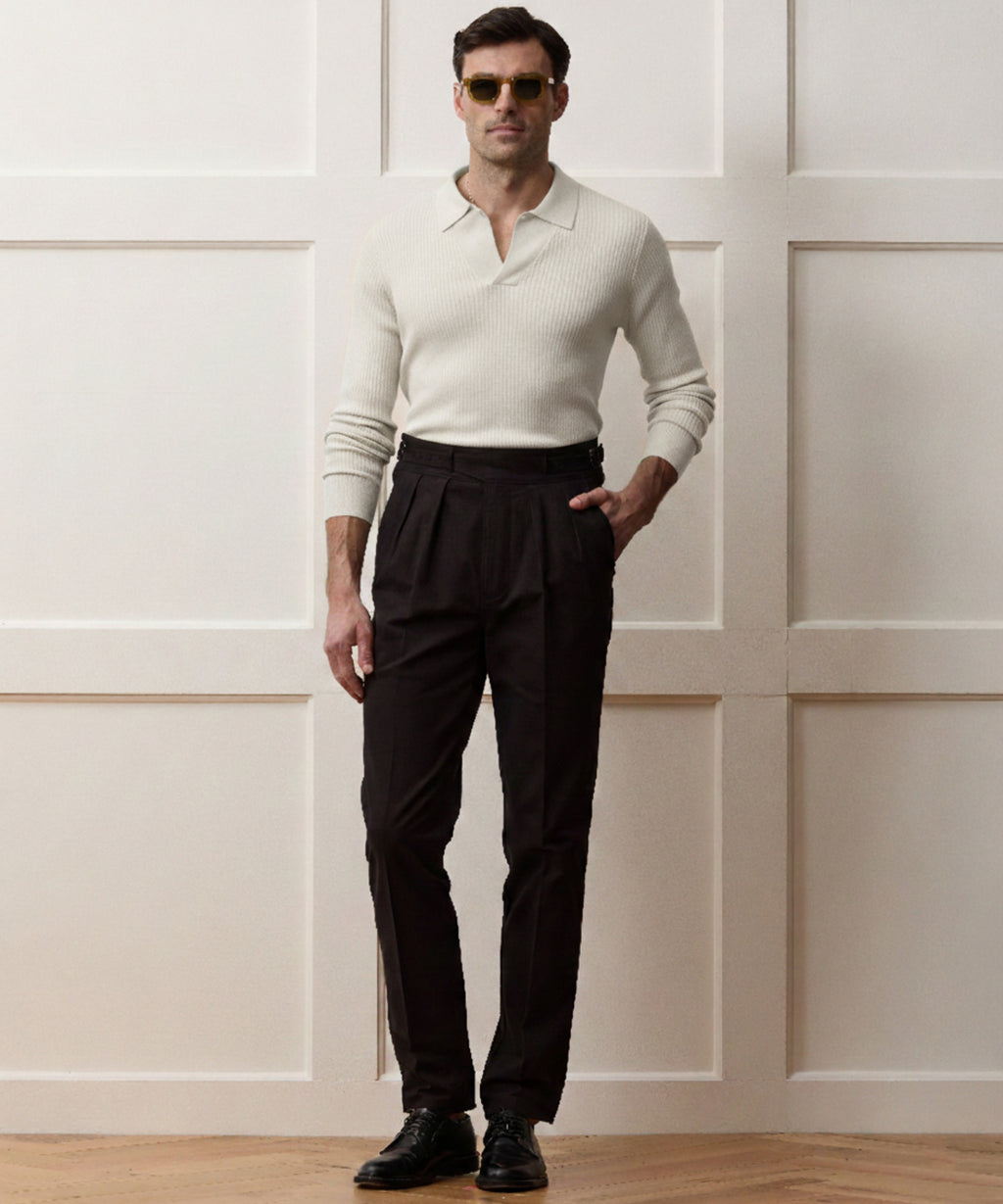 Ribbed Cotton-Cashmere Sweater Polo