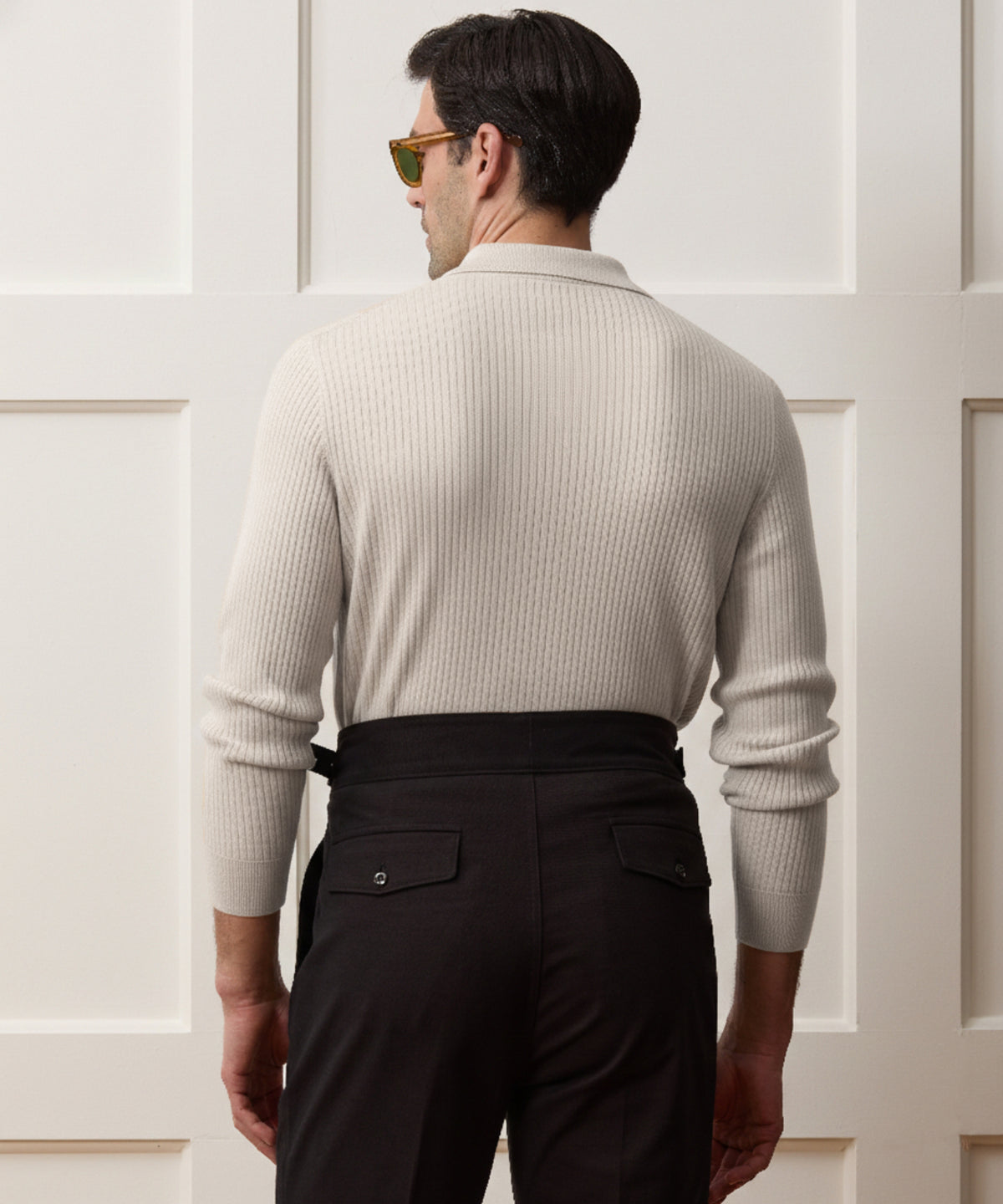 Ribbed Cotton-Cashmere Sweater Polo