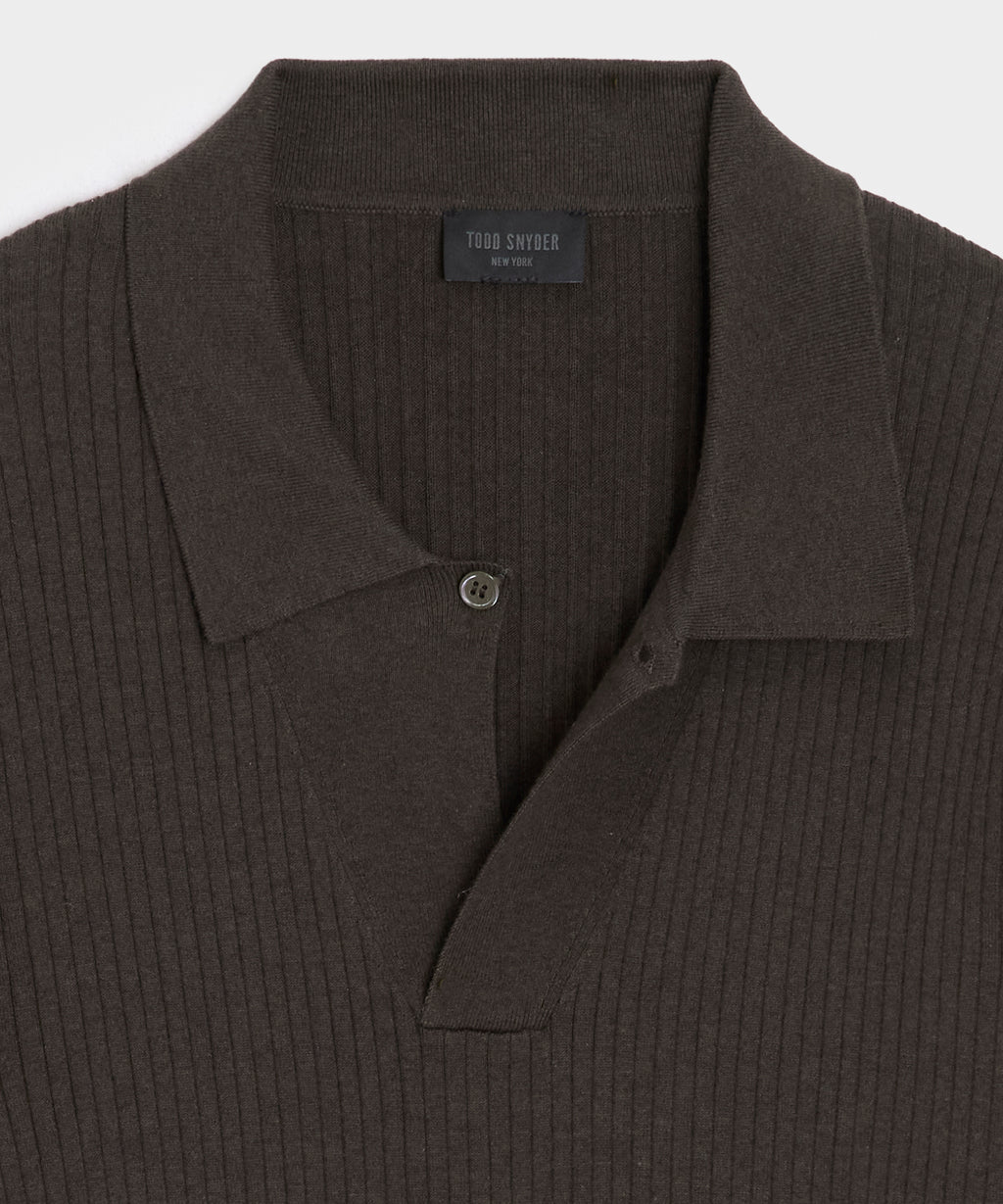 Ribbed Cotton-Cashmere Sweater Polo