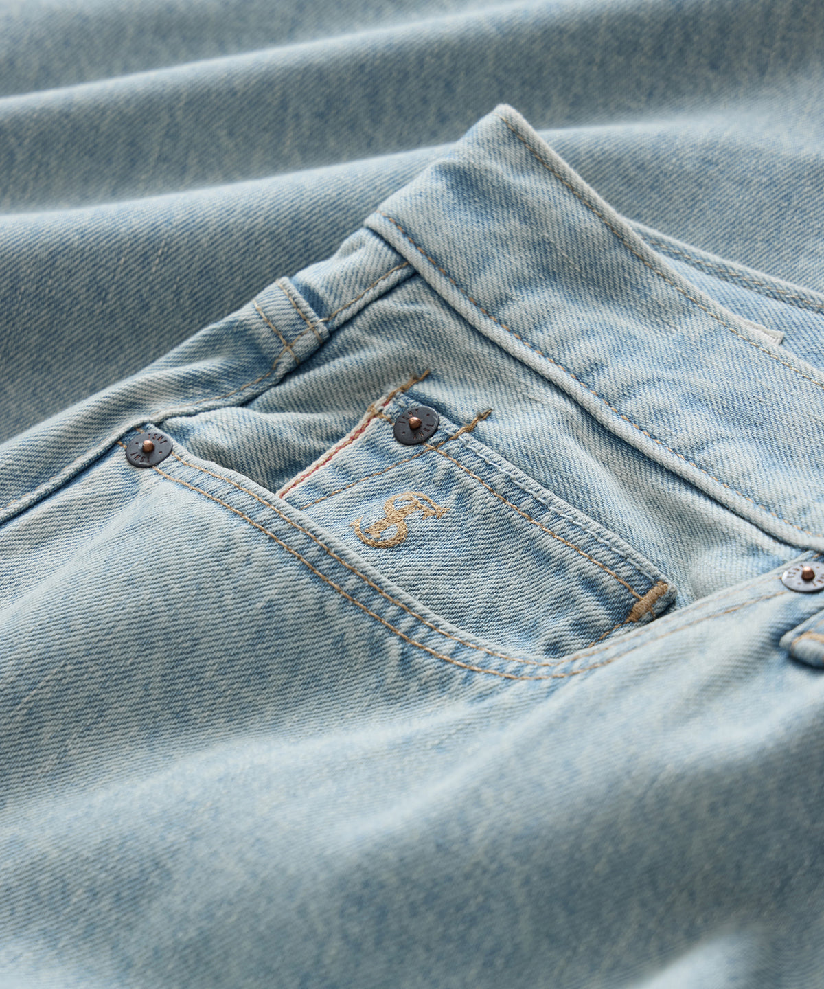 Straight Fit Selvedge Jean in Faded Light Indigo