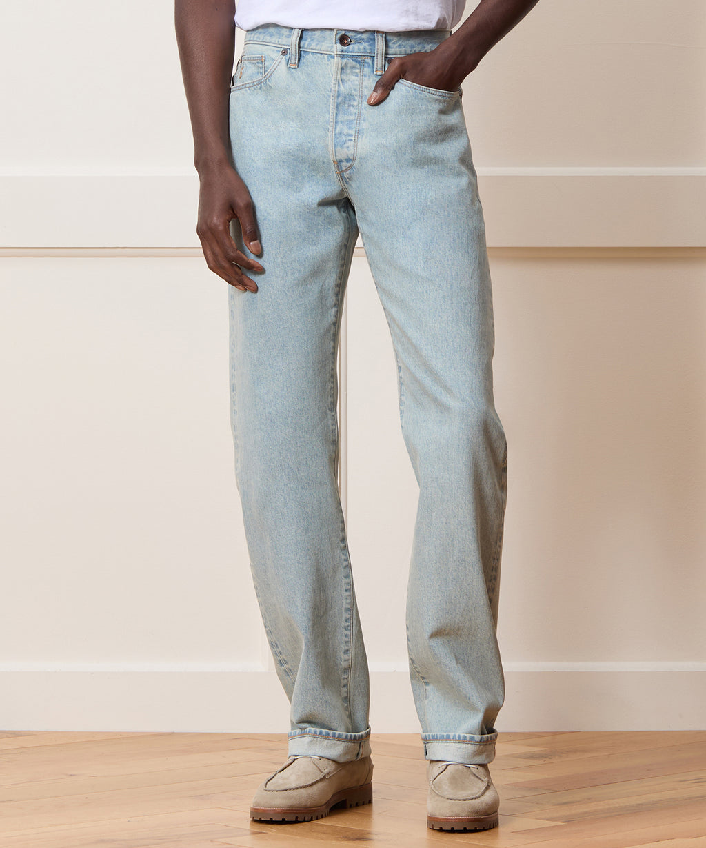 Straight Fit Selvedge Jean in Faded Light Indigo