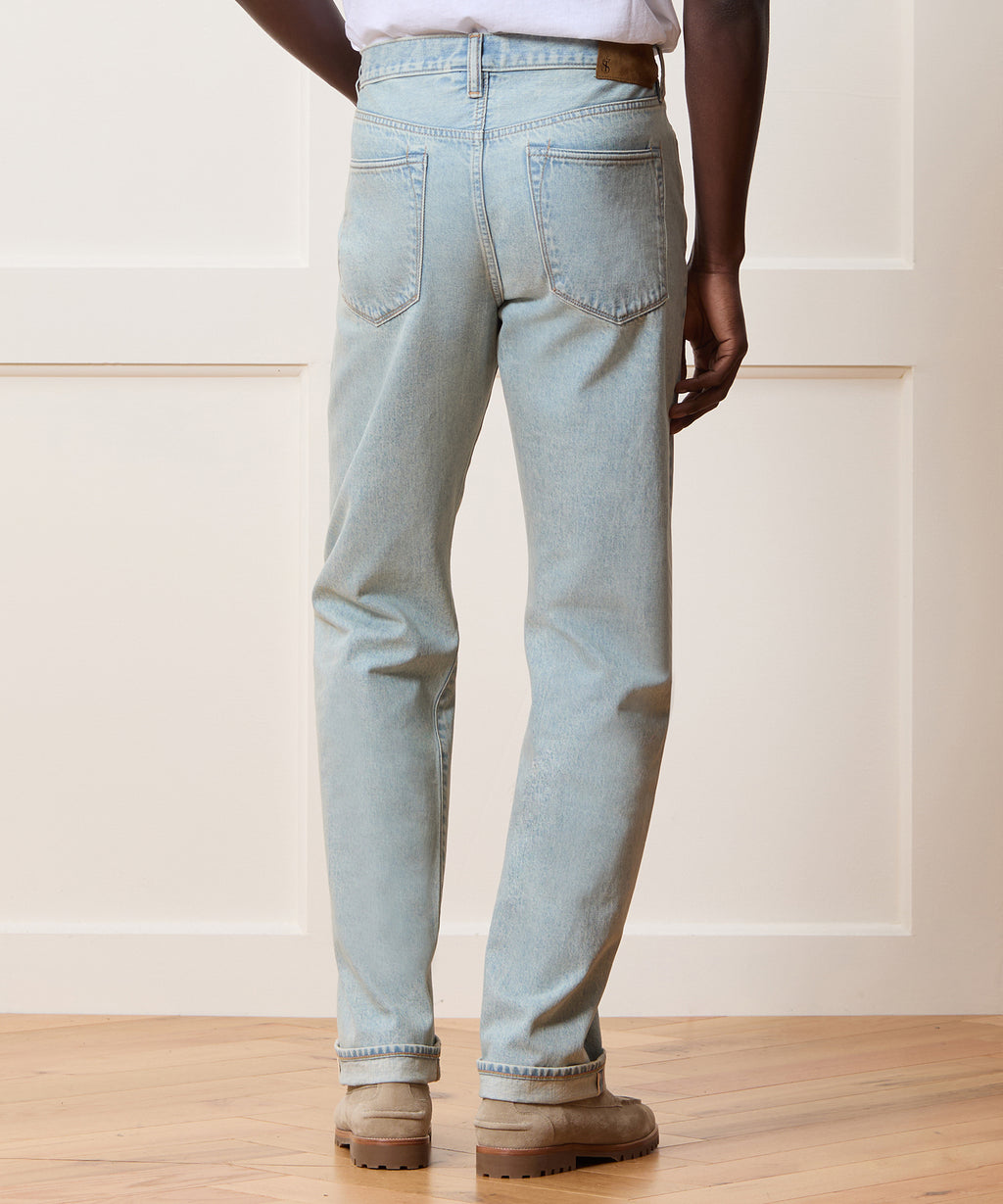 Straight Fit Selvedge Jean in Faded Light Indigo