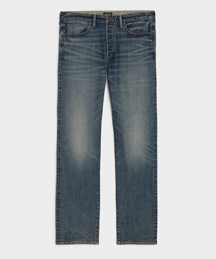Straight Japanese Selvedge Stretch Jean in Worn Wash