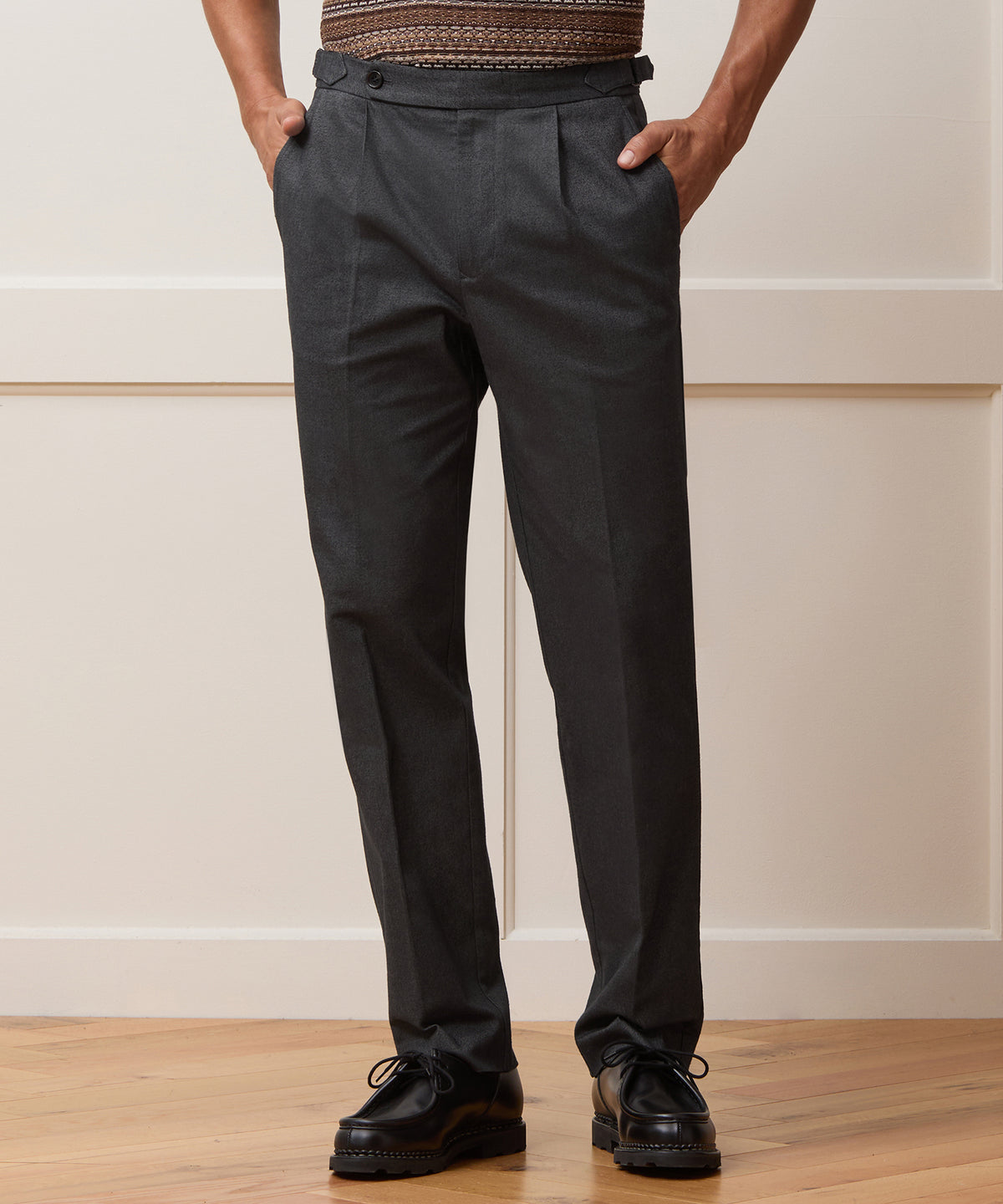 Italian Heathered Cotton Side Tab Trouser