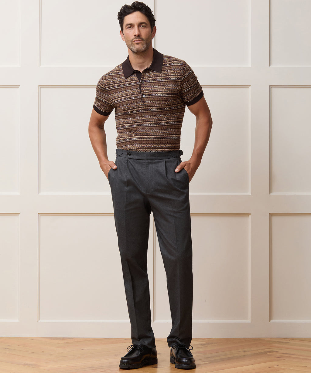 Italian Heathered Cotton Side Tab Trouser