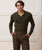 Silk-Cashmere Ribbed Montauk Sweater Polo