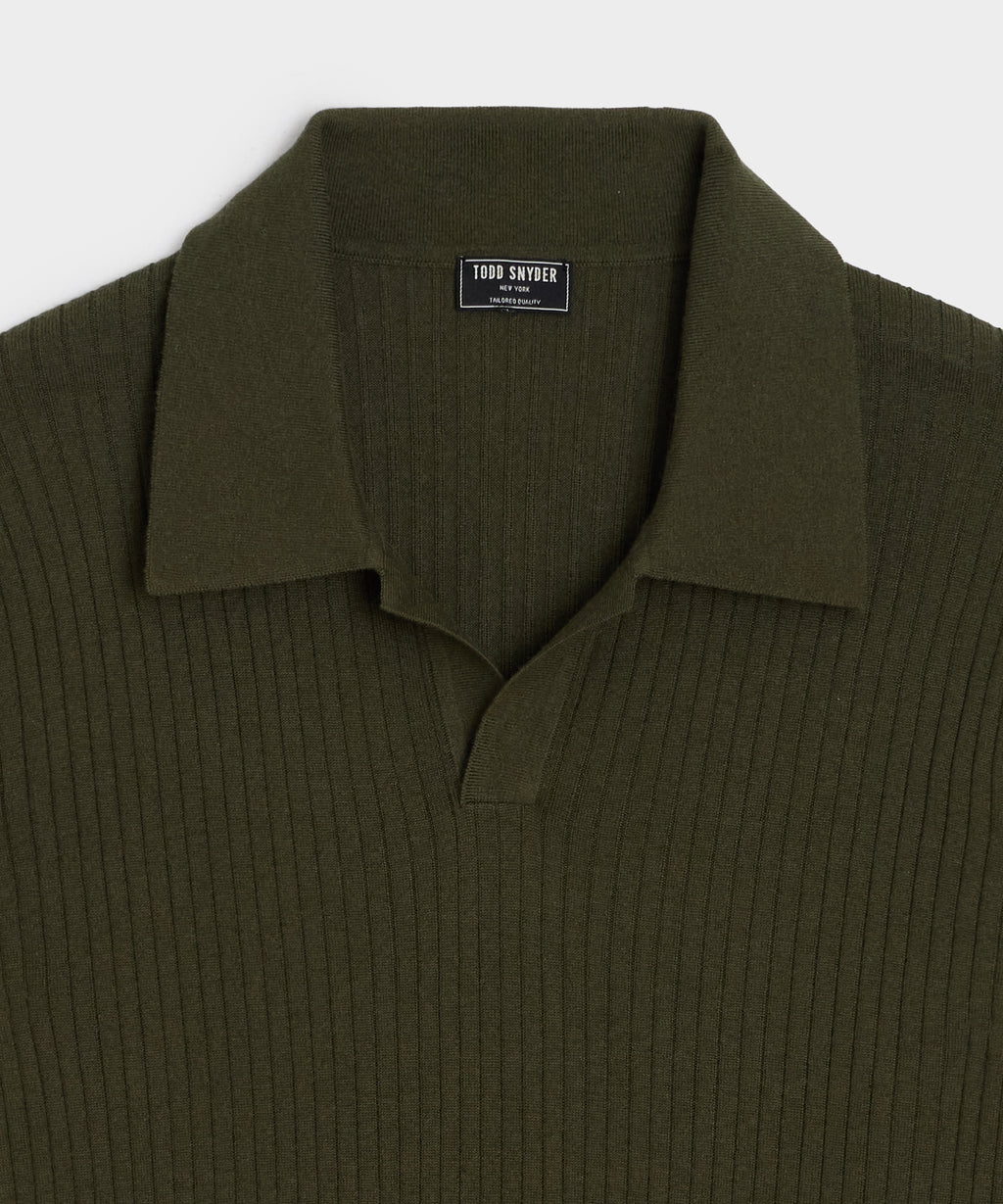 Silk-Cashmere Ribbed Montauk Sweater Polo