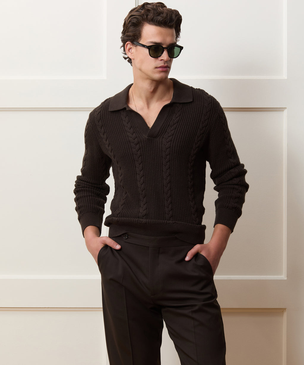 Beechwood Cable Knit Sweater Polo