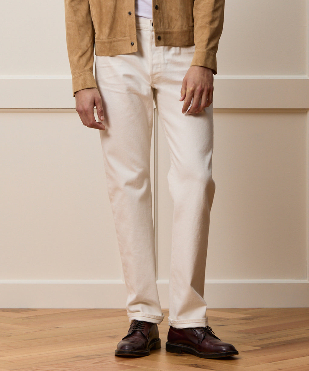 Straight Fit Japanese Selvedge Stretch Jean in White