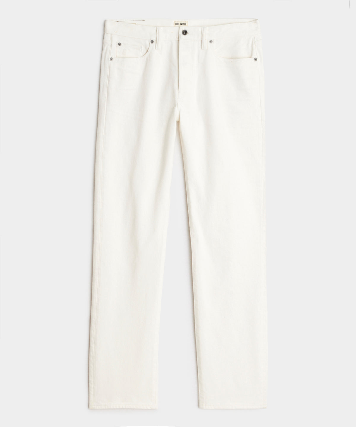 Straight Fit Japanese Selvedge Stretch Jean in White