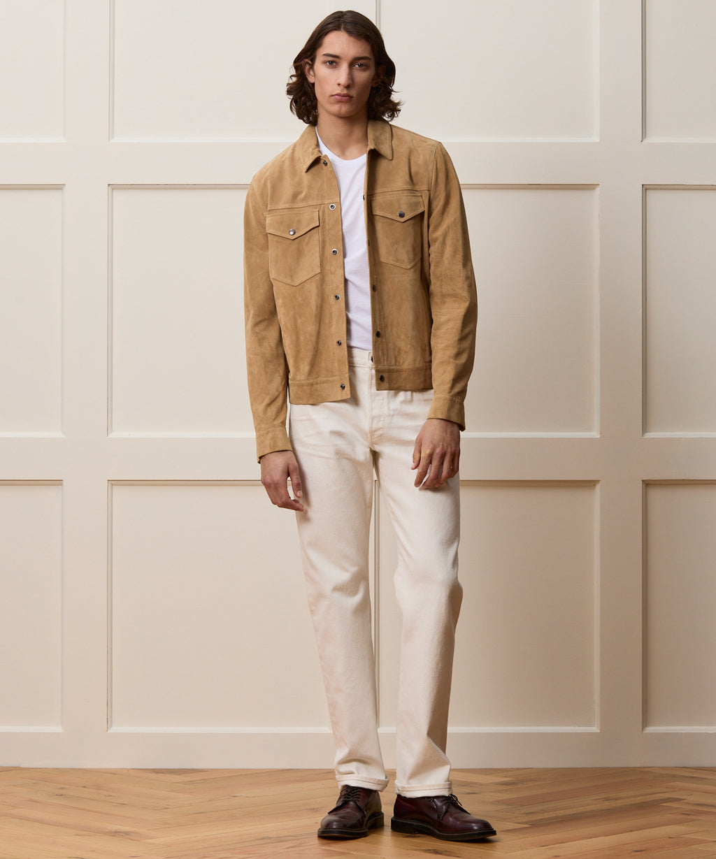 Straight Fit Japanese Selvedge Stretch Jean in White