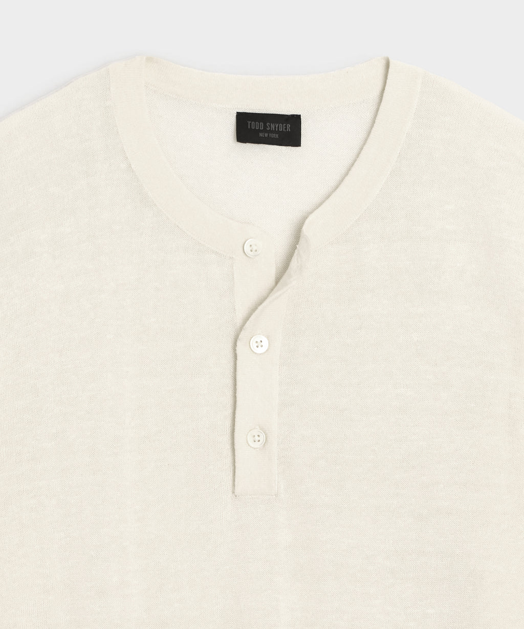 Linen-Cotton Henley Sweater