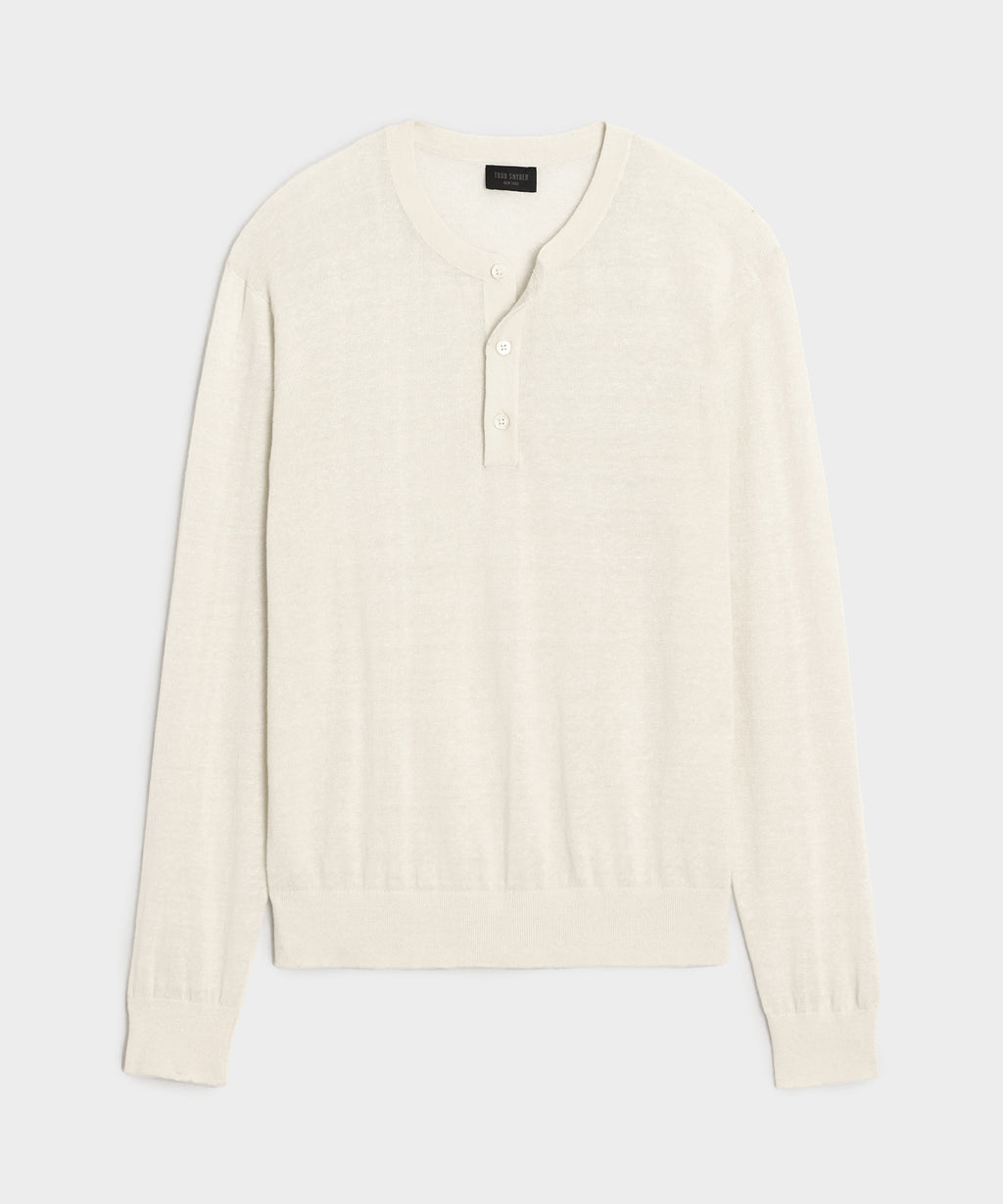 Linen-Cotton Henley Sweater