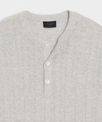 Ribbed Linen-Cotton Henley Sweater