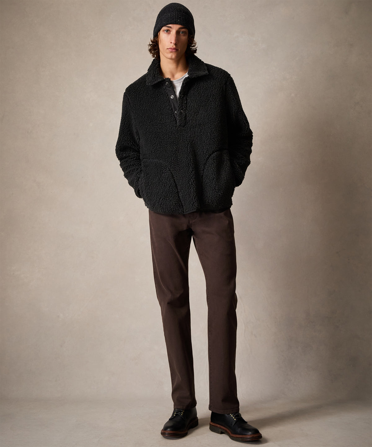 Sherpa Snap Pullover in Charcoal