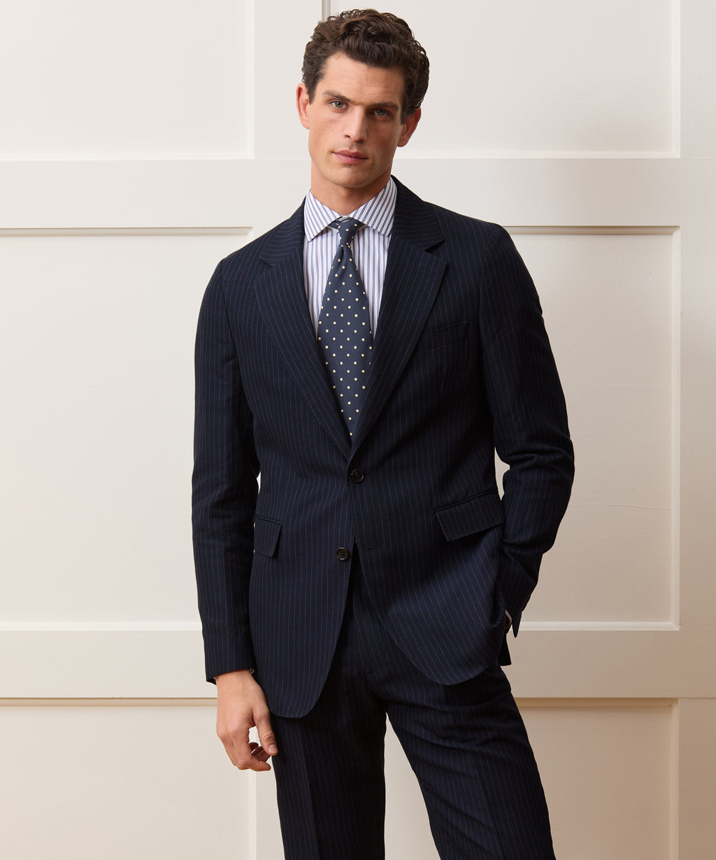 Italian Cotton-Linen Pinstripe Sutton Jacket