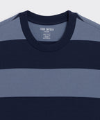 Close-up detail of the Todd Snyder Rugby Striped Cropped Jersey Tee.